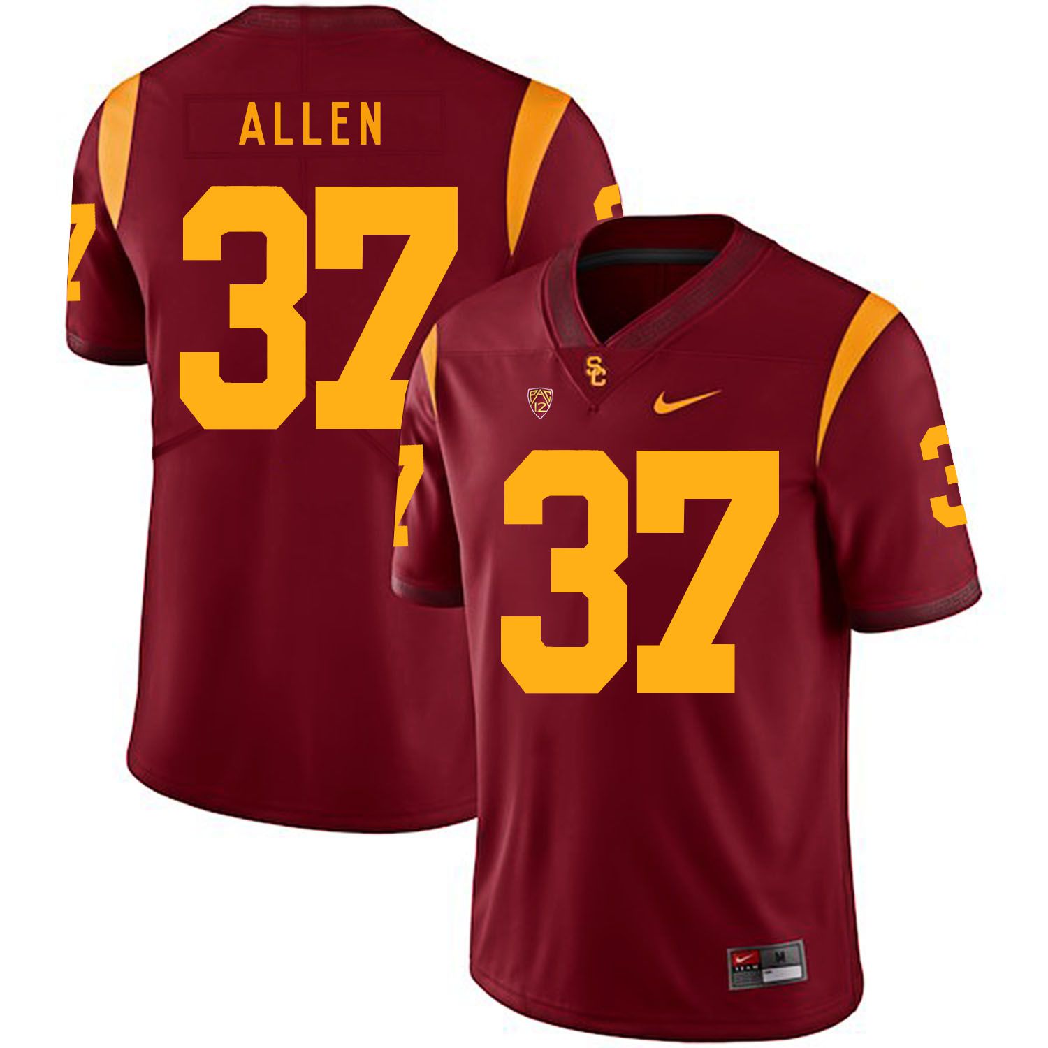 Men USC Trojans #37 Allen Red Customized NCAA Jerseys